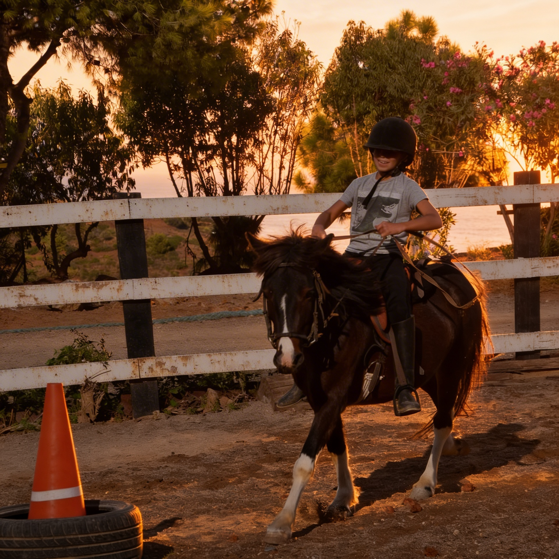 Enfant à dos de poney à la Ferme Djerba